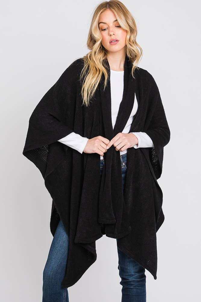 Neckline Tie Attached Scarf Cape