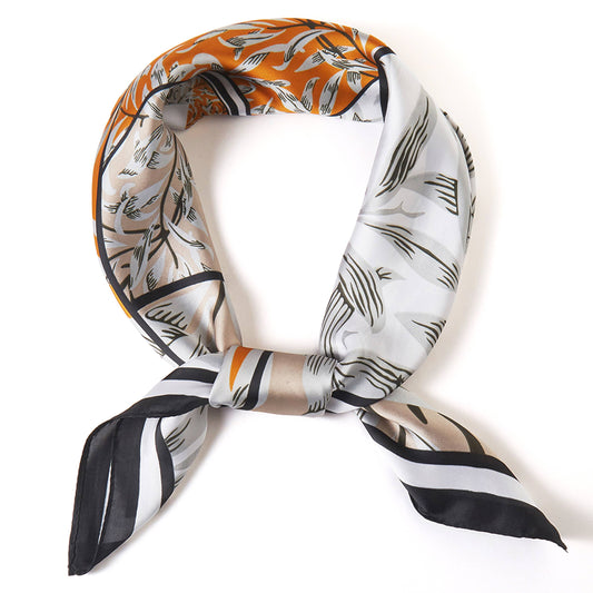 Leaves and Line Pattern Print Bandana Scarf