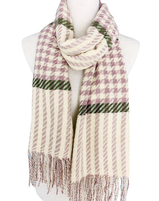 Houndstooth Fringe-Hem Scarf